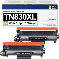 2 pack TN830XL TN830 Toner for Brother 830XL Toner (with Chip)