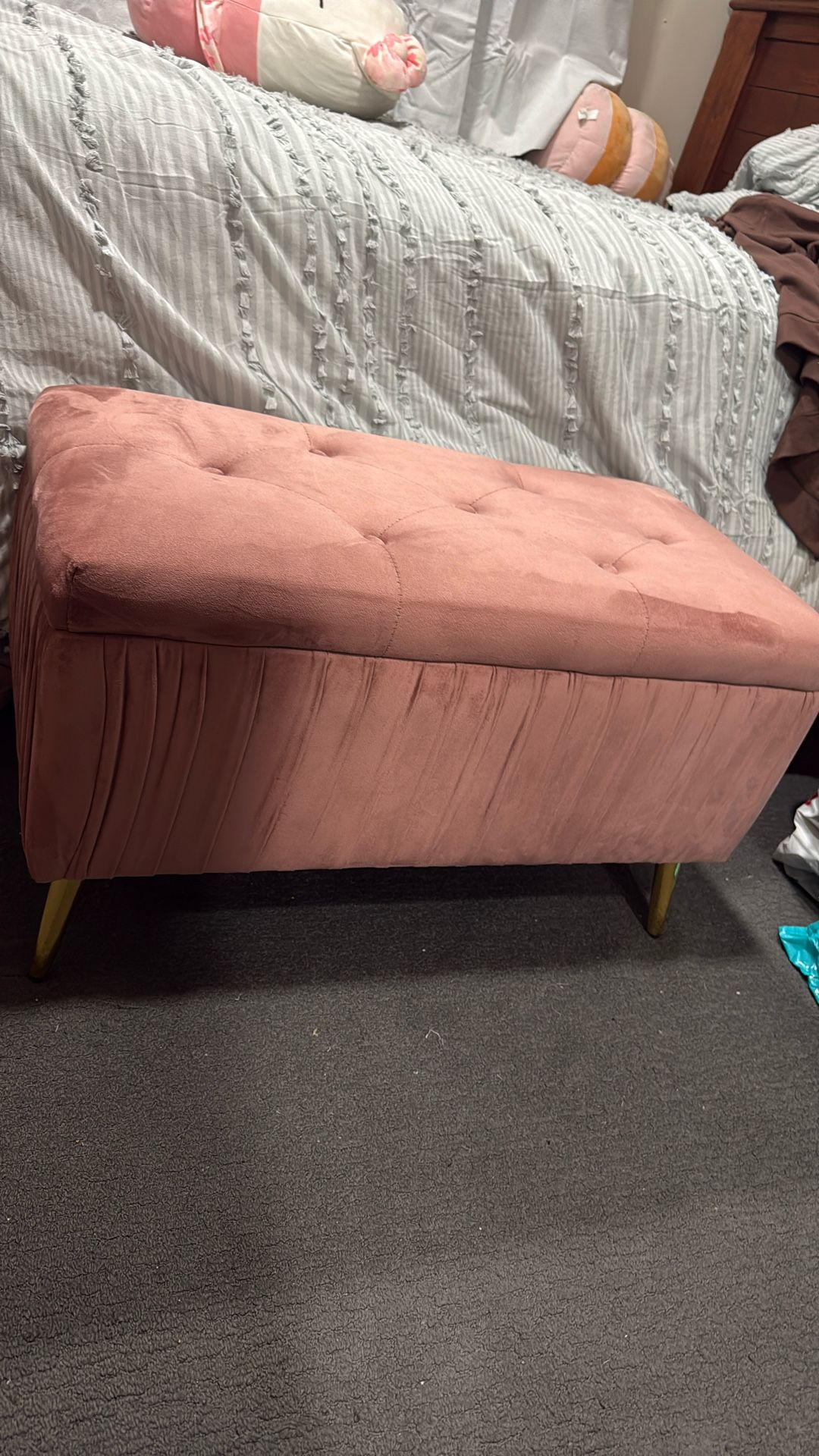 Dusty Pink Storage Ottoman 