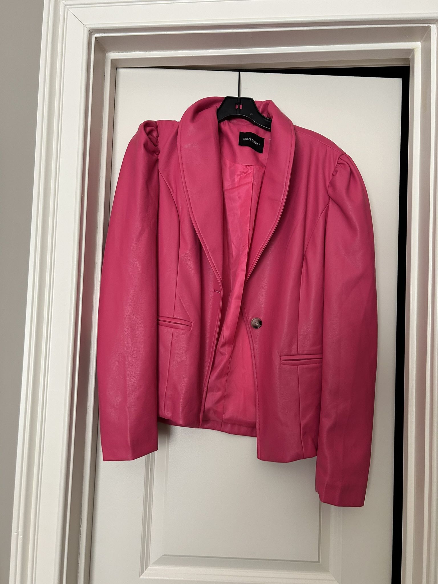 Pink Vegan Leather Jacket