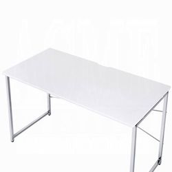 Modern Glam White Chrome Finish Writing Student Home Office Desk | Escritorio