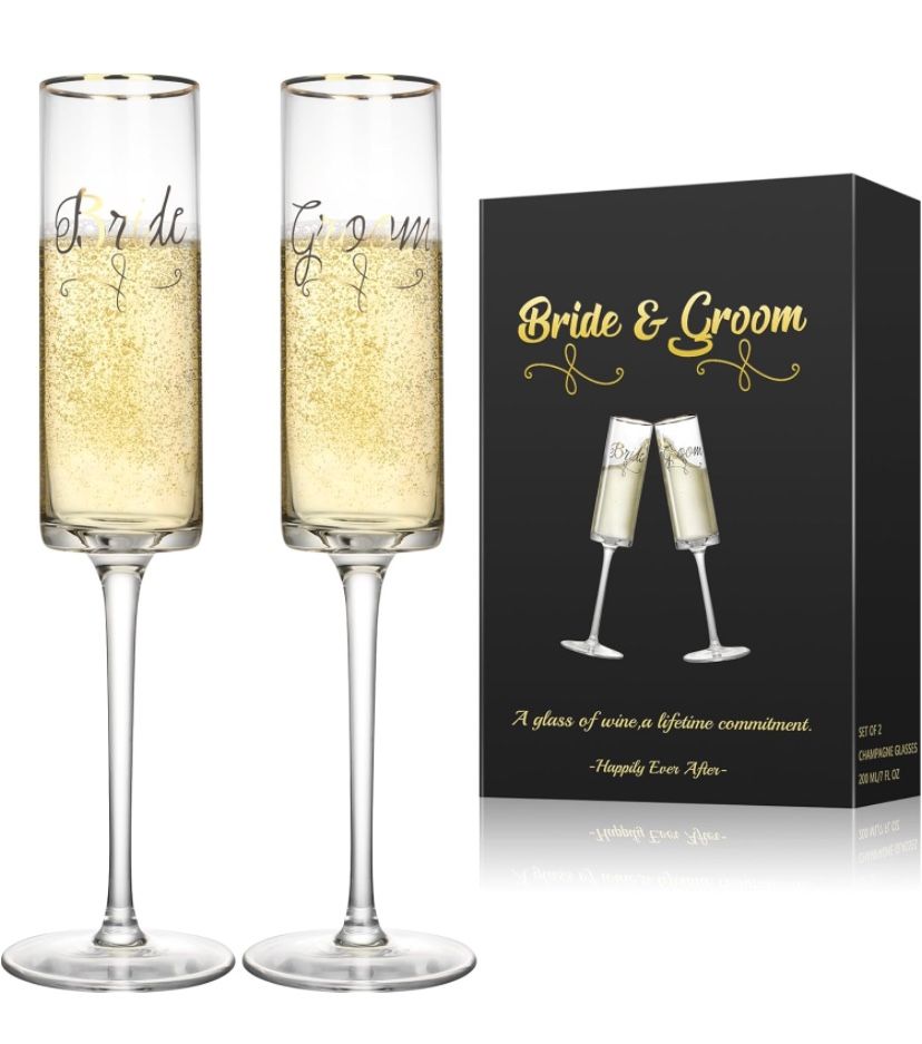 Bride And Groom Champagne Glasses