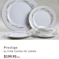 Prestige Fine China Set + Crystal Cups 