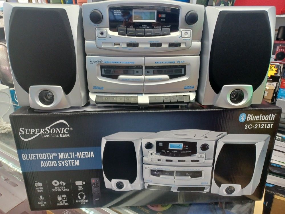 Double Cassette CD Bluetooth USB Radio. Brand New. Remote Control