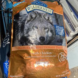 (3 available) 24lbs bag blue wilderness chicken dog food natures voluntary diet