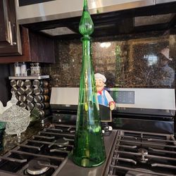 Vintage  Green Glass Genie  Bottle Decanter