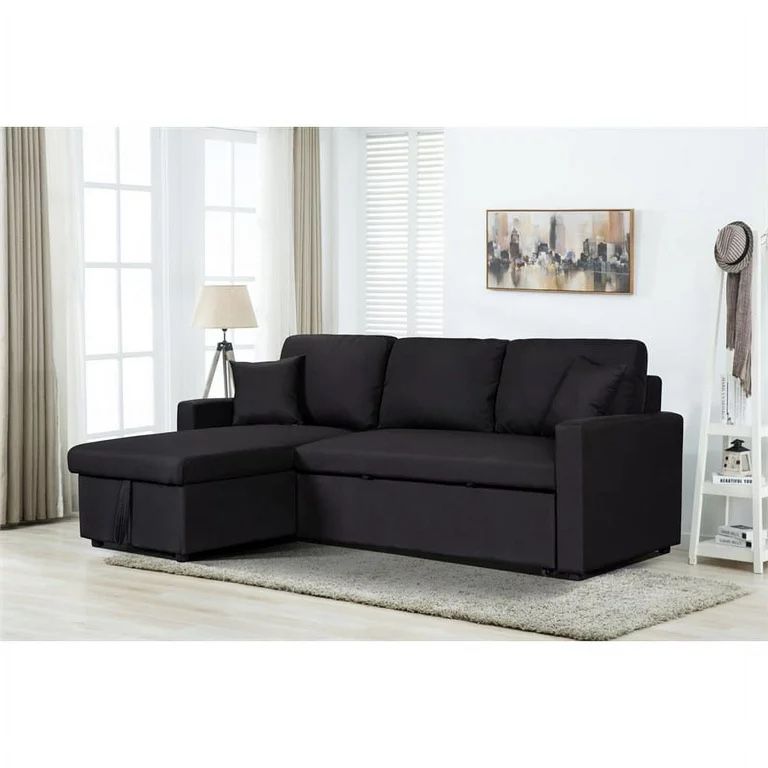 Black L Shape Sectional Sofa Bed Couch 🛋️ Brand New In Box 📦 Has Storage 