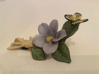 Franklin Mint vintage porcelain flower and butterfly figurine: February