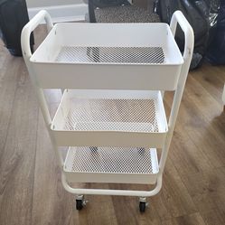3 tier White Steel Target rolling cart