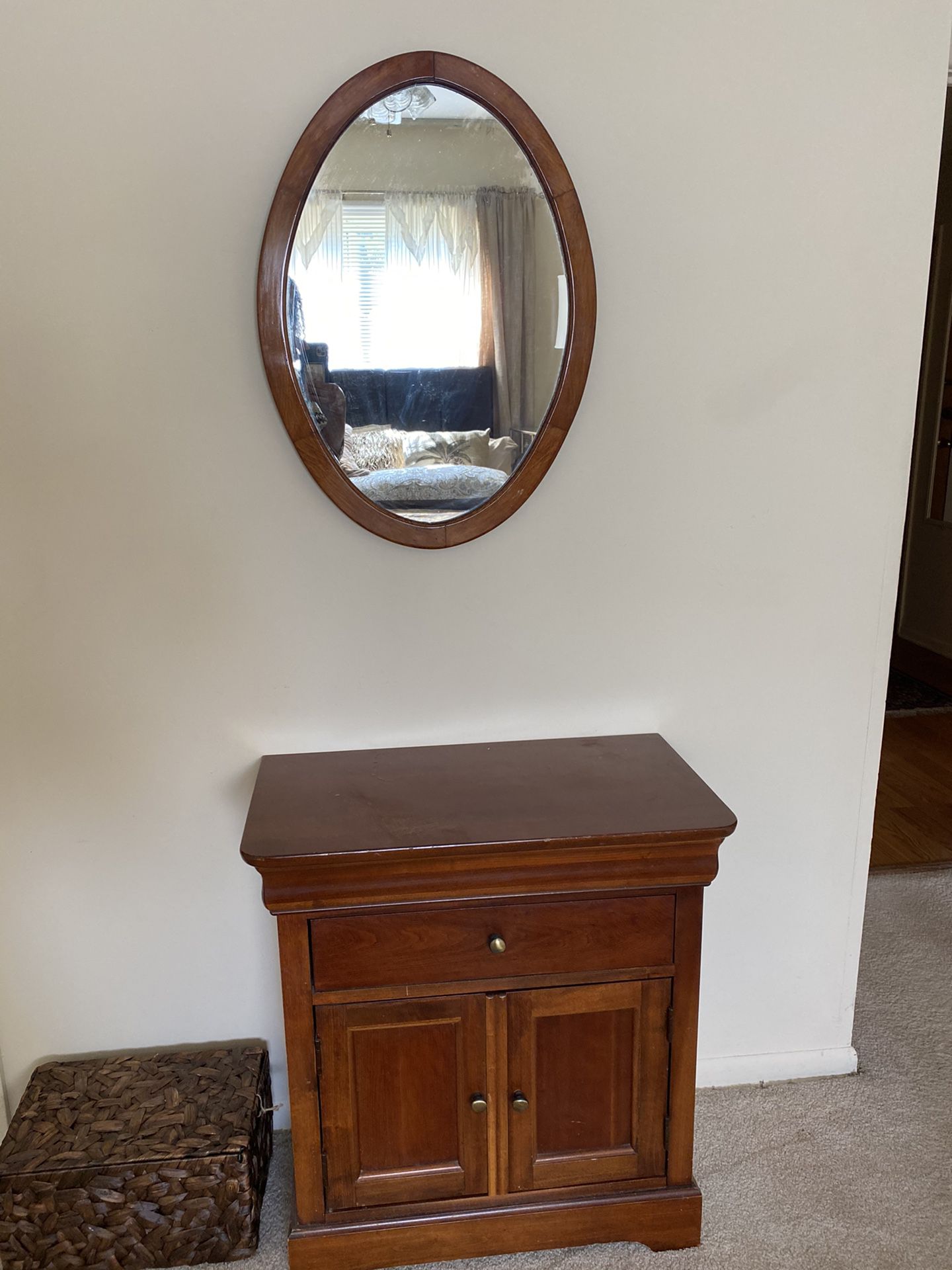 Side table & oval mirror