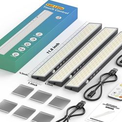 🆕 In 📦 3Pack Touch Control Under Cabinet Lighting,160LED Super Bright,4000mAh Long-Lasting,Magnetic Rechargeable Motion Sensor,for Kitchen,Closet wi
