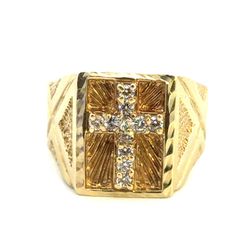 Men’s 10k Yellow Gold CZ Cubic Zirconia Cross Ring Size 10.5 GP3127453