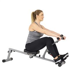 Like New Compact Foldable Rowing Machine Rower with 12 Level Adjustable Resistance and Digital Monitor 