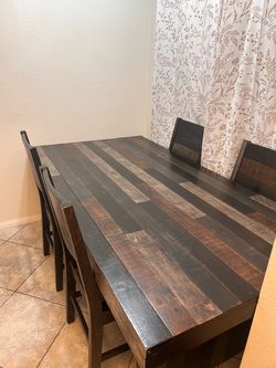 Dark Wood Dining Table with 4 Chairs