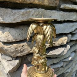 Chinoiserie gold monkey candle holder 