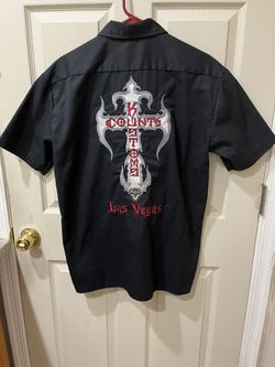 Las Vegas Counts Kustoms Button T-shirt Shirt Size Medium