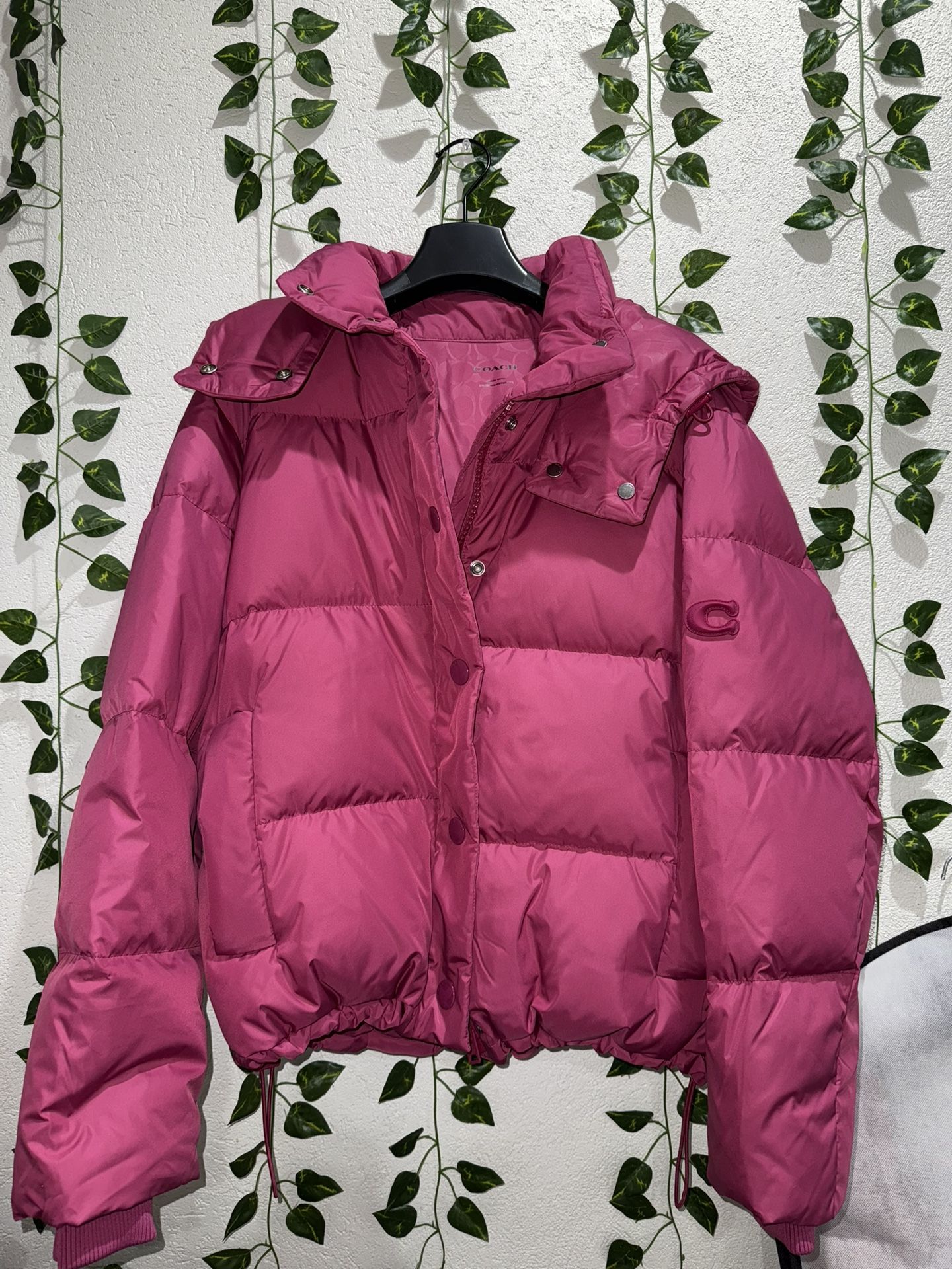 Coach Pink Short Down Puffer Jacket CL445