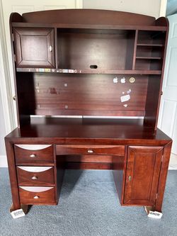 Wood Desk with Hutch and Storage