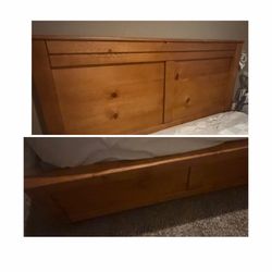 Pine bed frame  and tall dresser