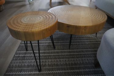 Live Edge Wood Slab Coffee Tables with Hairpin Legs