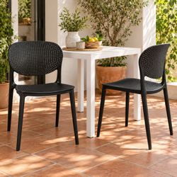 Black Stackable Dining Chairs - Set of 2 - New