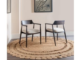 Amaroo Honey Date Solid Mango Linen Upholstered Dining Arm Chair
