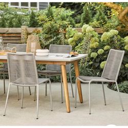 Set of 4 Article Zina Outdoor Stackable Dining Chairs – Heathered Gray – New Open Box Delivery Avail