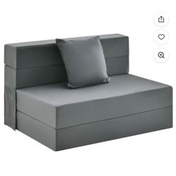 Costway Folding Mattress Sofa Bed with Pillow, 6", Gray