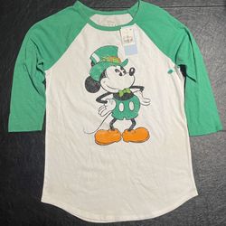 Women’s Small Leprechaun Mickey Mouse 3/4th Sleeves