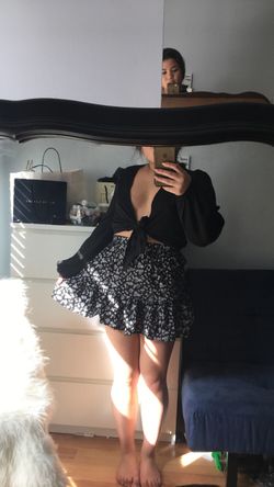 flowy black floral skirt