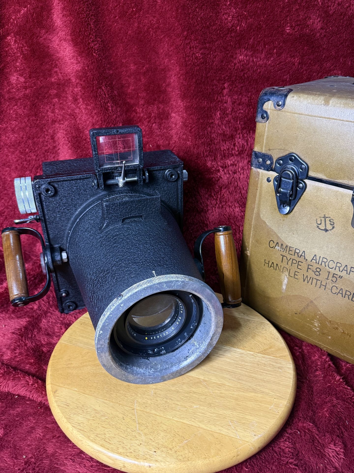 Keystone F8 US NAVY WWII Aircraft Aerial Camera 15" Wollensak Lens with Case