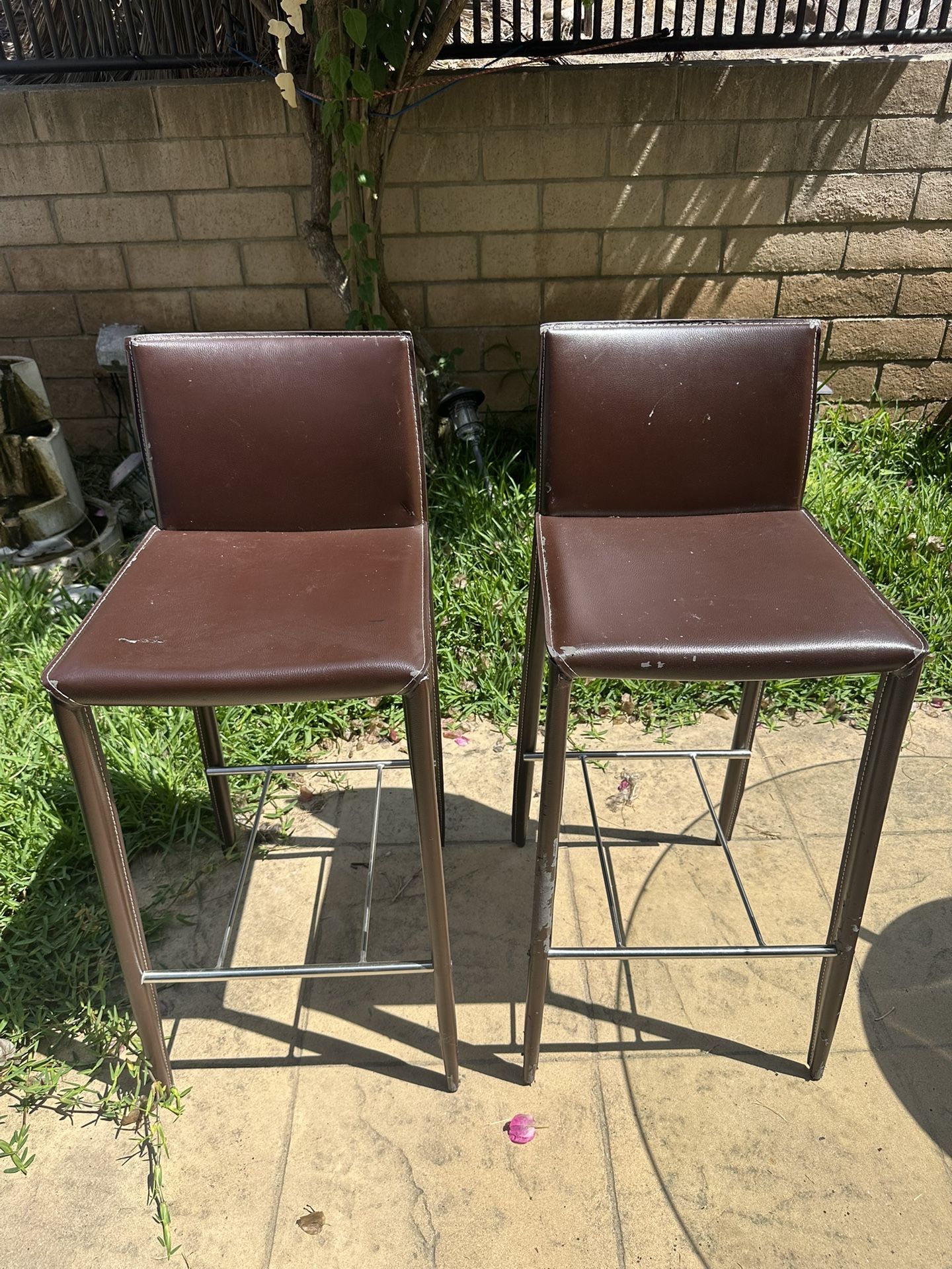 Brown Faux Leather Bar Stools – Set of 2 – $20 (Mission Valley) 