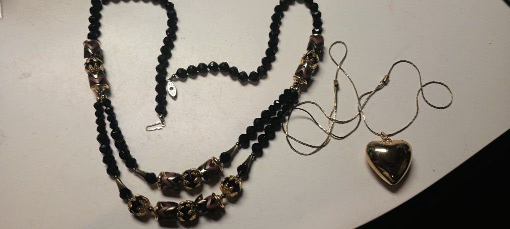 Lot Of 2 Vintage Necklaces Costume Jewelry  Era