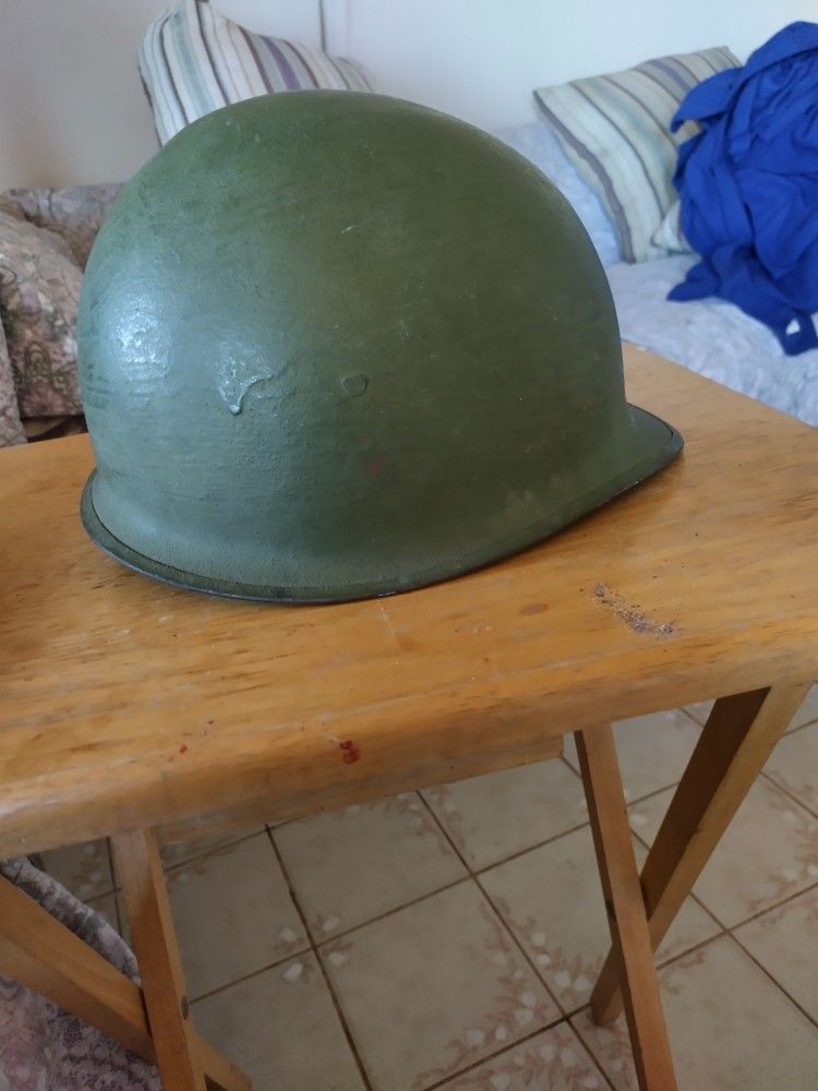 Army 🪖 Helmet Old Vintage War Green Military With Original Strap