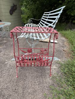 Vintage Metal Plant Stand Magazine Holder Telephone Stand
