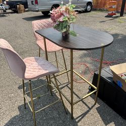 Two Modern Bar Stool And Table Set