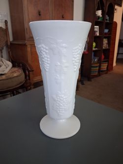 White Milk Glass Grape Vase