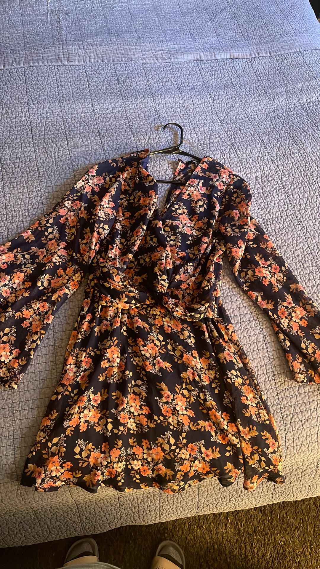 Navy Blue Long Sleeve Dress 