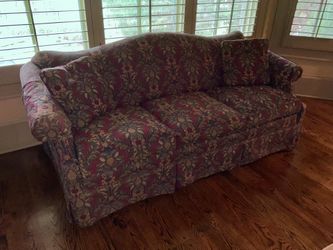 Hickory Fry Skirted Sofa