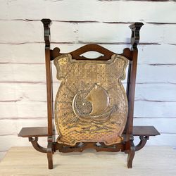 Antique Nautical Copper Wood Fireplace Cover