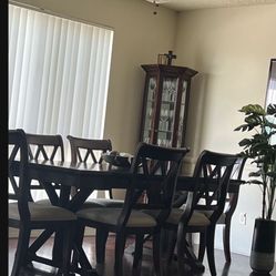 Dining Table And 6 Chairs Ahd two Cabinets 9 Piece Total 
