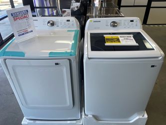 Samsung white 4.5 cu top load washer & 7.2 cu gas dryer set