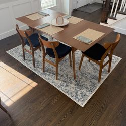 West Elm Mid Century Modern Table 72”-92” + 3 Chairs