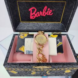 NWT VINTAGE 1994 Limited Edition Charming Barbie Gold Tone Bracelet Watch by Fossil