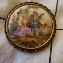 Vintage Porcelain  Brooch