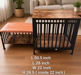 Furniture Style Dog Crate With Entryway Shoe Bench, Indoor Pet Kennel With Wooden Top And Storage Design For Small And Medium Dogs