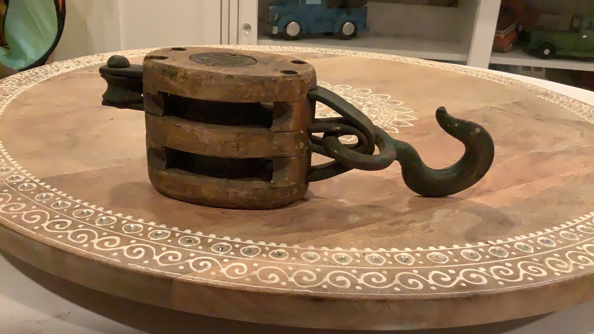 Vintage Wood Double Block And Tackle