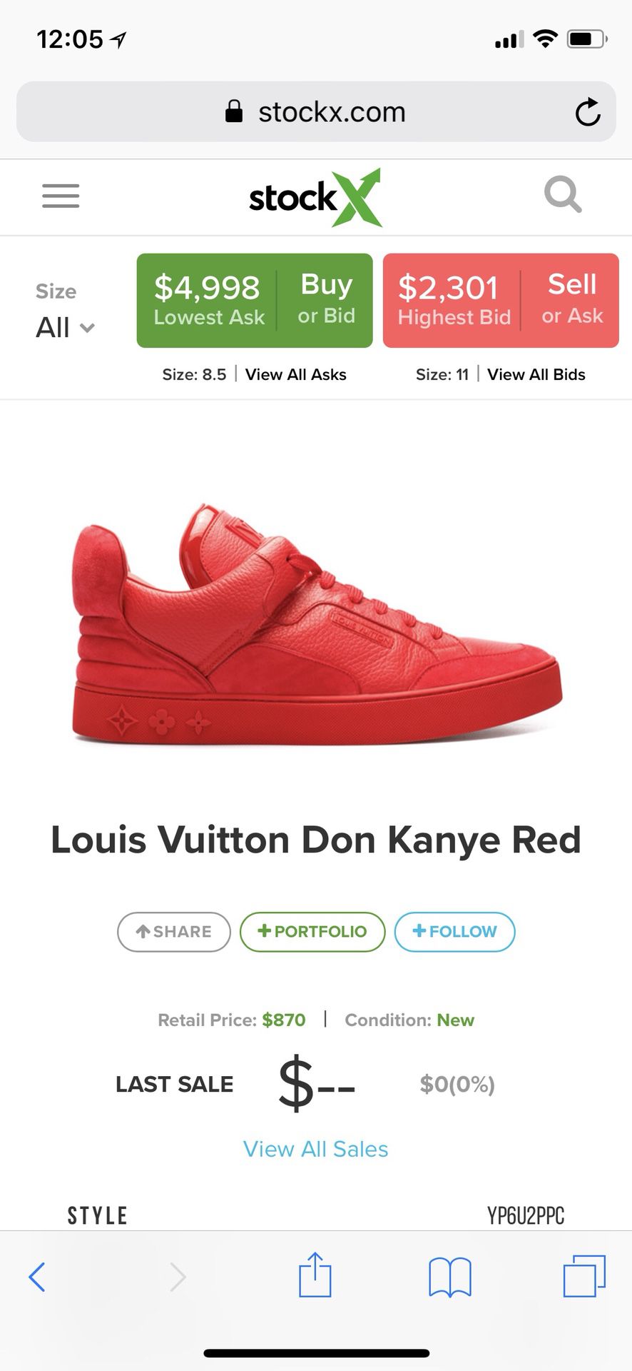 Louis Vuitton x Kanye West Jasper US13/LV12 for Sale in Saint Pete Beach,  FL - OfferUp