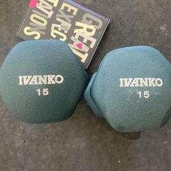 Gym Equipment - IVANKO 15lbs Aerobic Rubber Hex Dumbbells