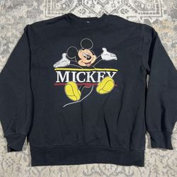 Disney Parks MICKEY MOUSE Classic Pullover Sweatshirt Adult Small Black  