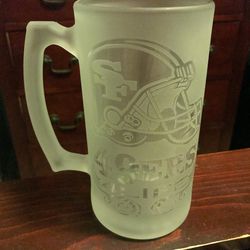 Brand New S.F. 49’ers Glass Freezer Mug (Logo & Letter’s Engraved)